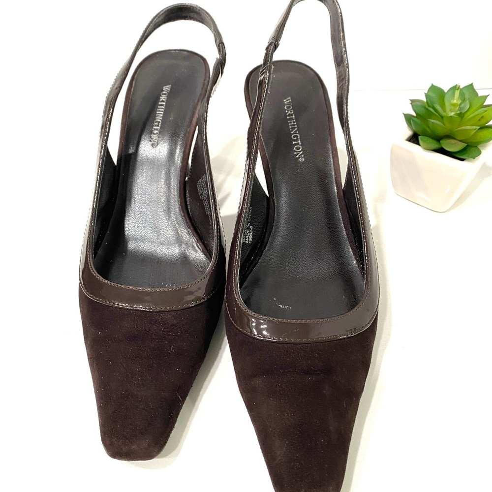 Slingback Heels Wor-Laura brown suede